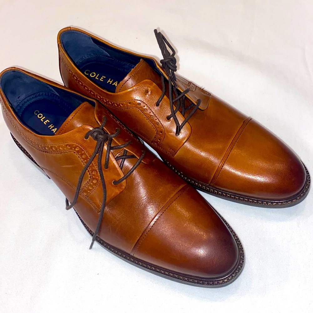 Cole Haan Grand OS Men's Brown Leather Oxford Dress Shoes size 10